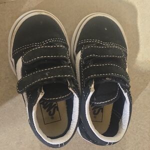 Vans Kids Black and White Velcro Sneakers